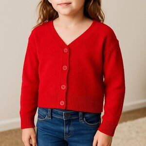 Art Class Sparkly Red Bouclé Cardigan Sweater Girls M (7/8)